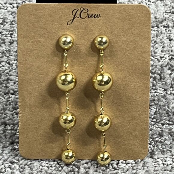 J. Crew Jewelry - J Crew Earrings Gold Tone Beaded Ball Dangle Drop Women Jewelry Statement Signed